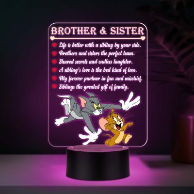 Brother Sister UV Print Multicolor LED Night Lamp – Tom & Jerry Acrylic Light